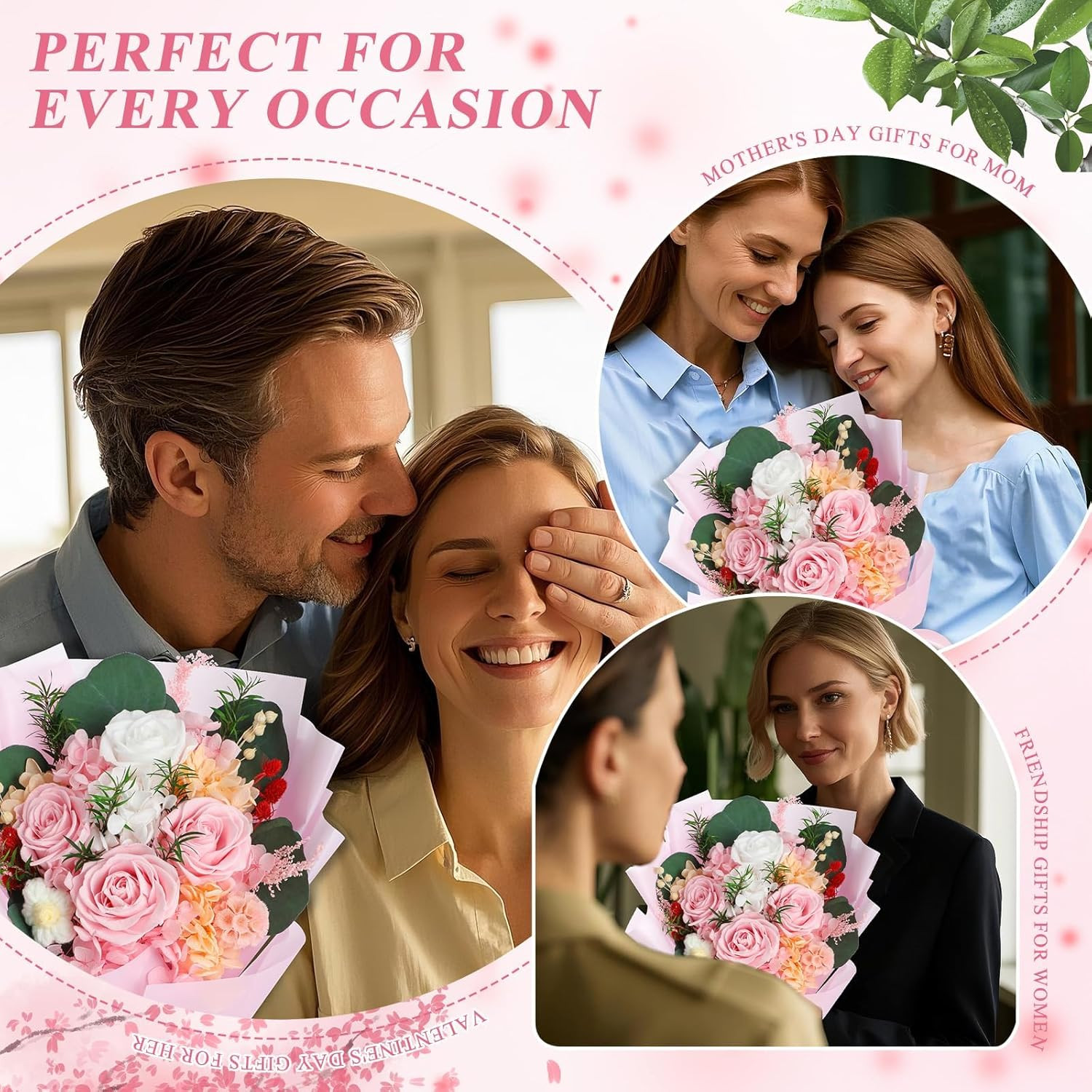 Flowers for Delivery Prime,Pink Roses Preserved Flower Bouquet,Birthday Gifts fo