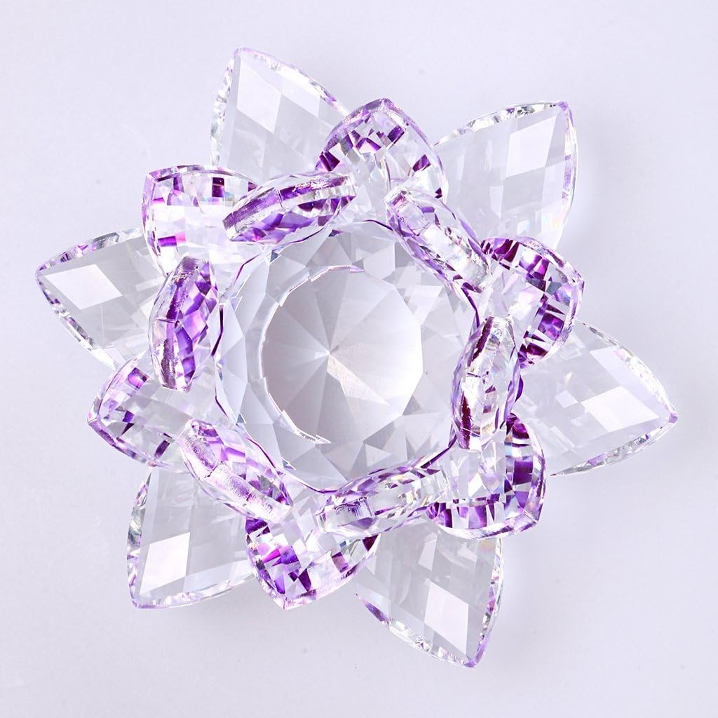 Sparkle Crystal Lotus Flower Hue Reflection Feng Shui Home Decor with Gift Bo…