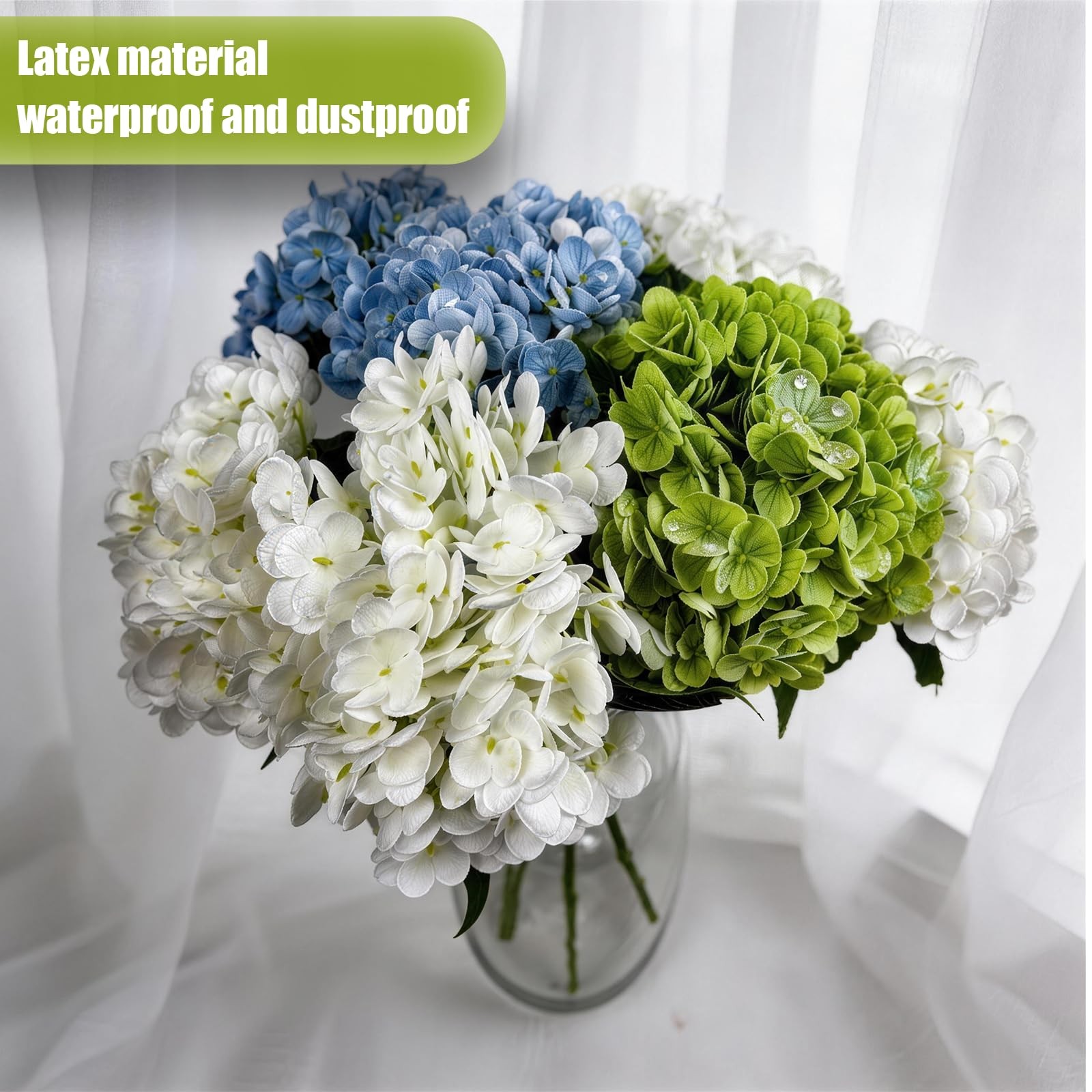 3Pcs 21in Hydrangea Artificial Flowers, Latex Real Touch Hydrangeas Bouquets,…