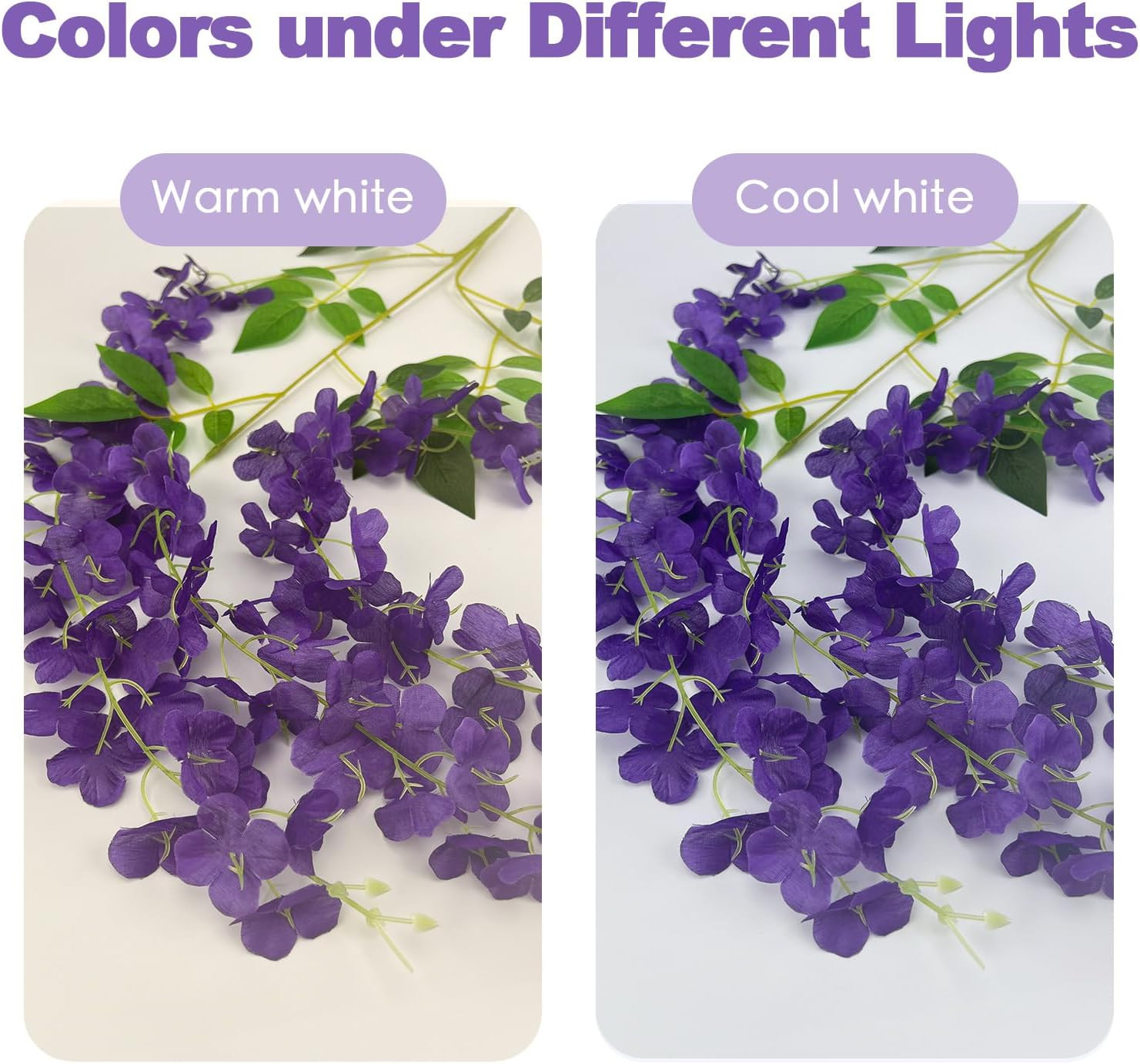 24 Pcs Dark Purple Artificial Wisteria Flowers for Wedding & Home Decor