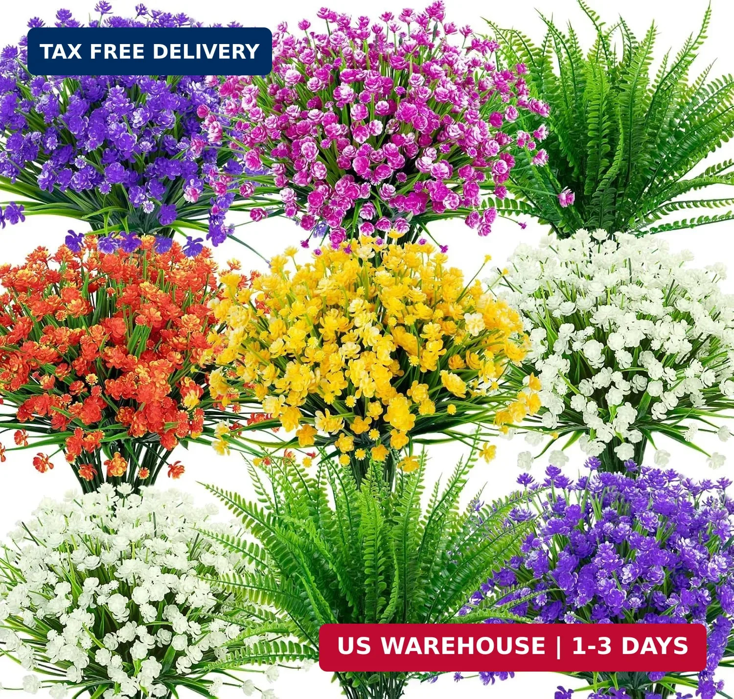 Ouddy Decor 12 Bundles Artificial Flowers for Outdoors UV Resistant Fake Plastic