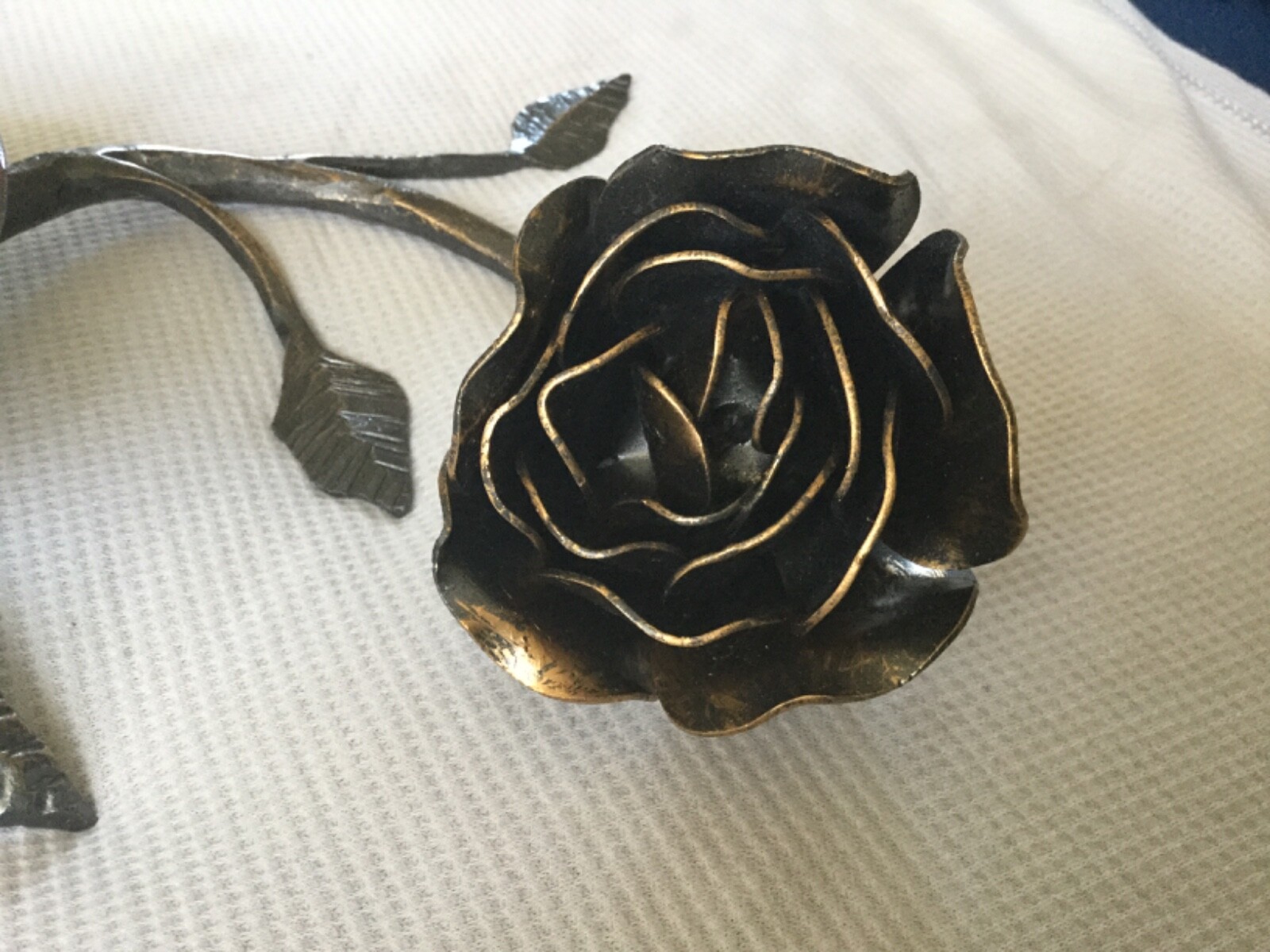 Bronze Handmade Wrought Iron Rose Candleholder 