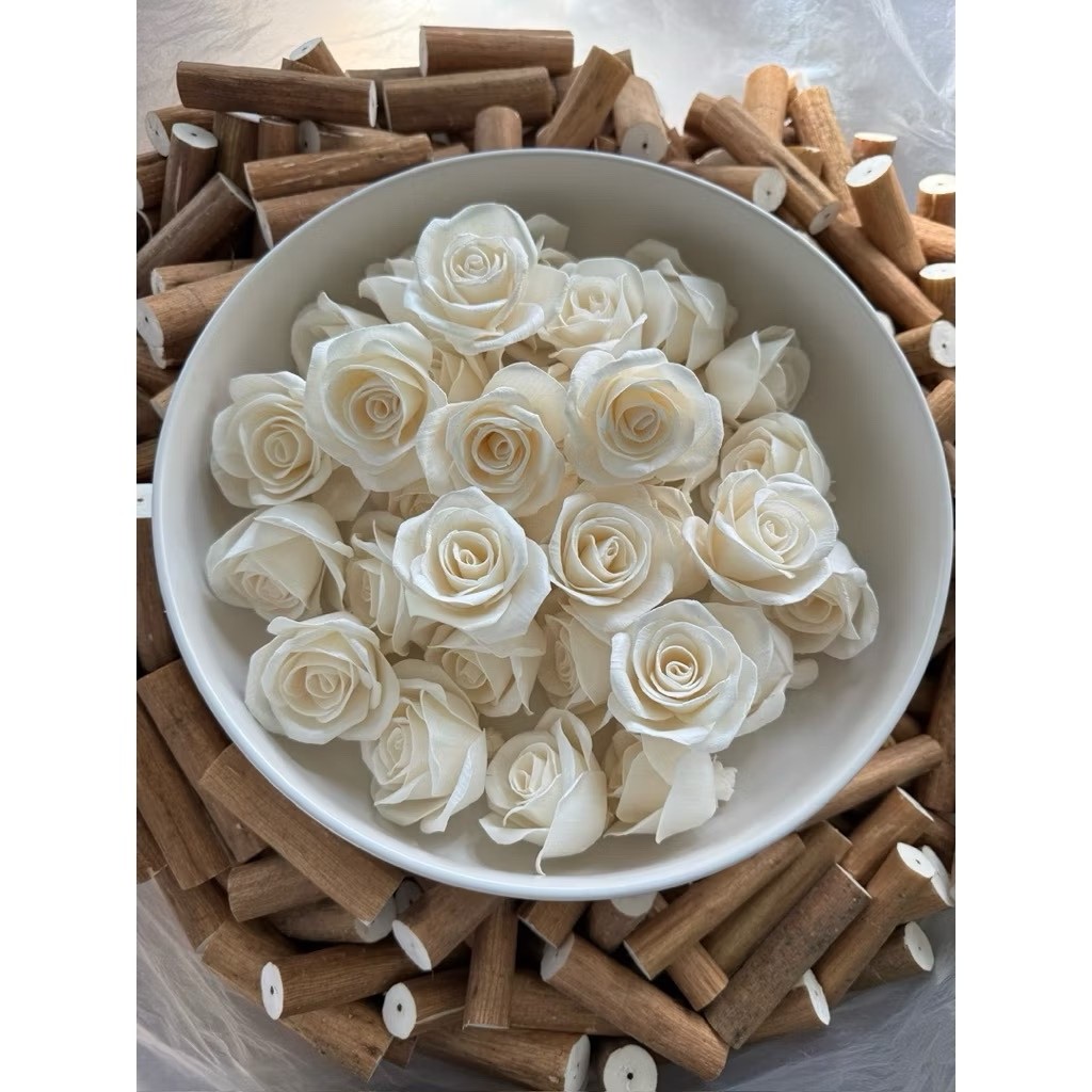 Handmade Diffuser Flower Rose Natural Sola Wood Set 5cm Decor Aroma Romance Wed
