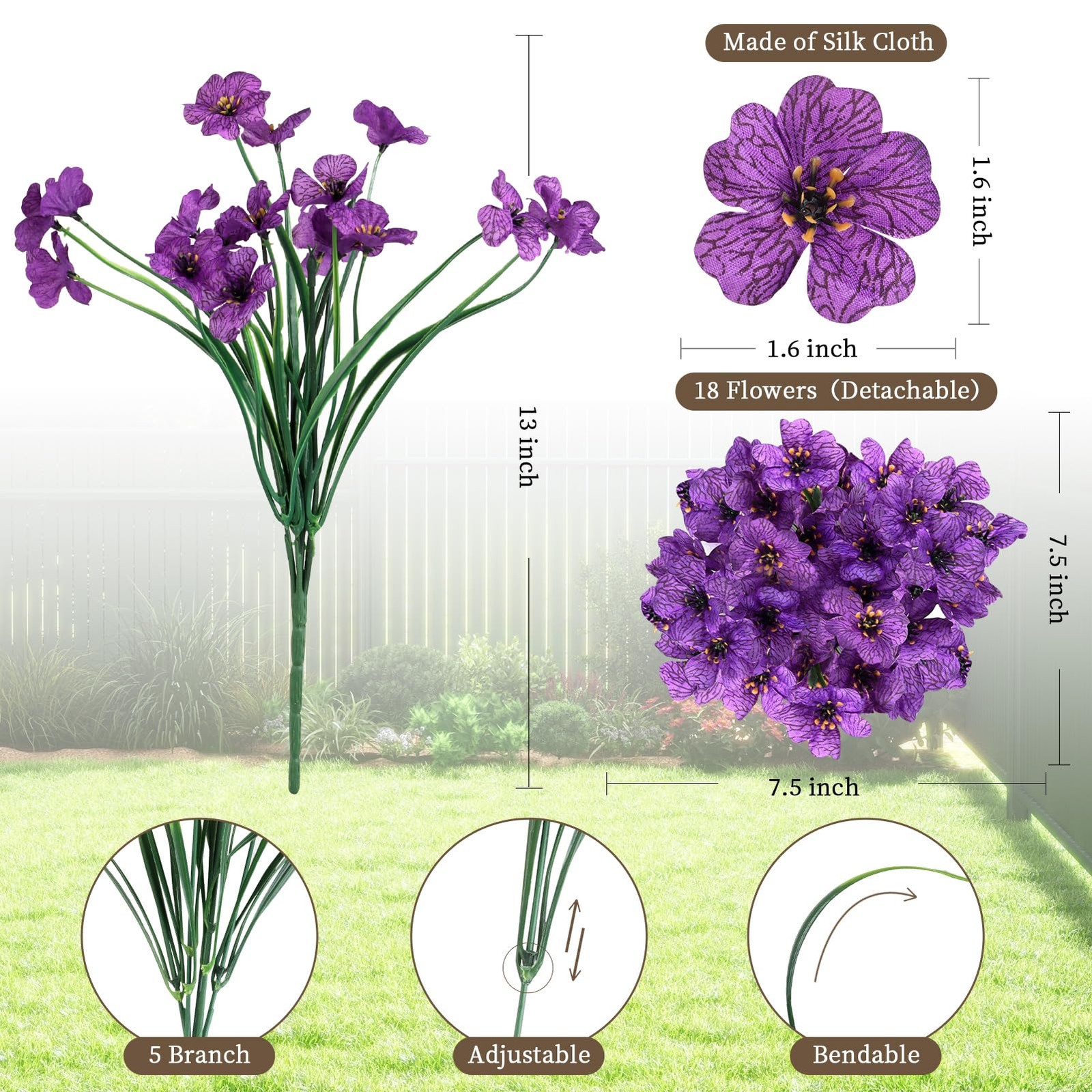 ColoPlay 24 Purple Bundles Artificial Flowers for Outdoors/Indoors Fake Flow…