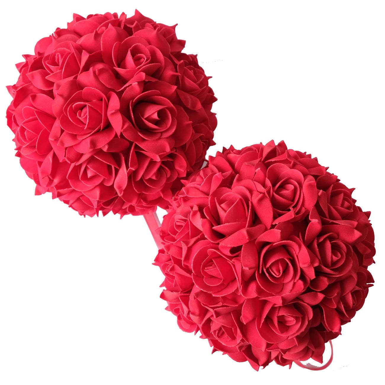 2 PCS 8in Artificial Red Kissing Flower Balls Roses Home Wedding Decor