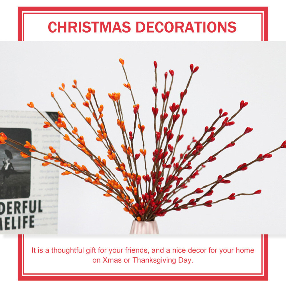 5pcs Orange Berry Christmas Christmas Berry Picks Artificial Red Berry Stems