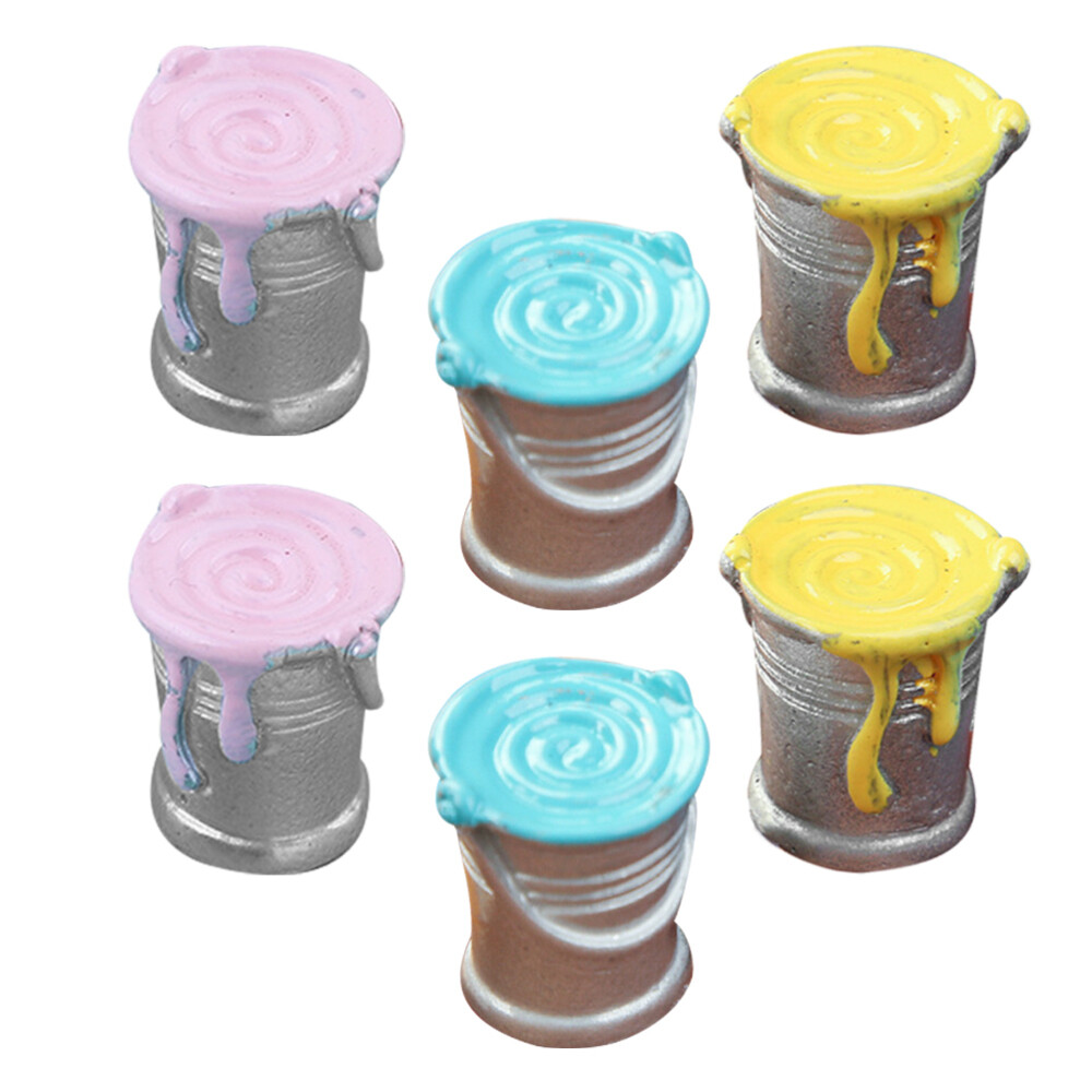 6 Pcs Dollhouse Tool Mini Paint Pot Models Miniature Can Modeling Crafts