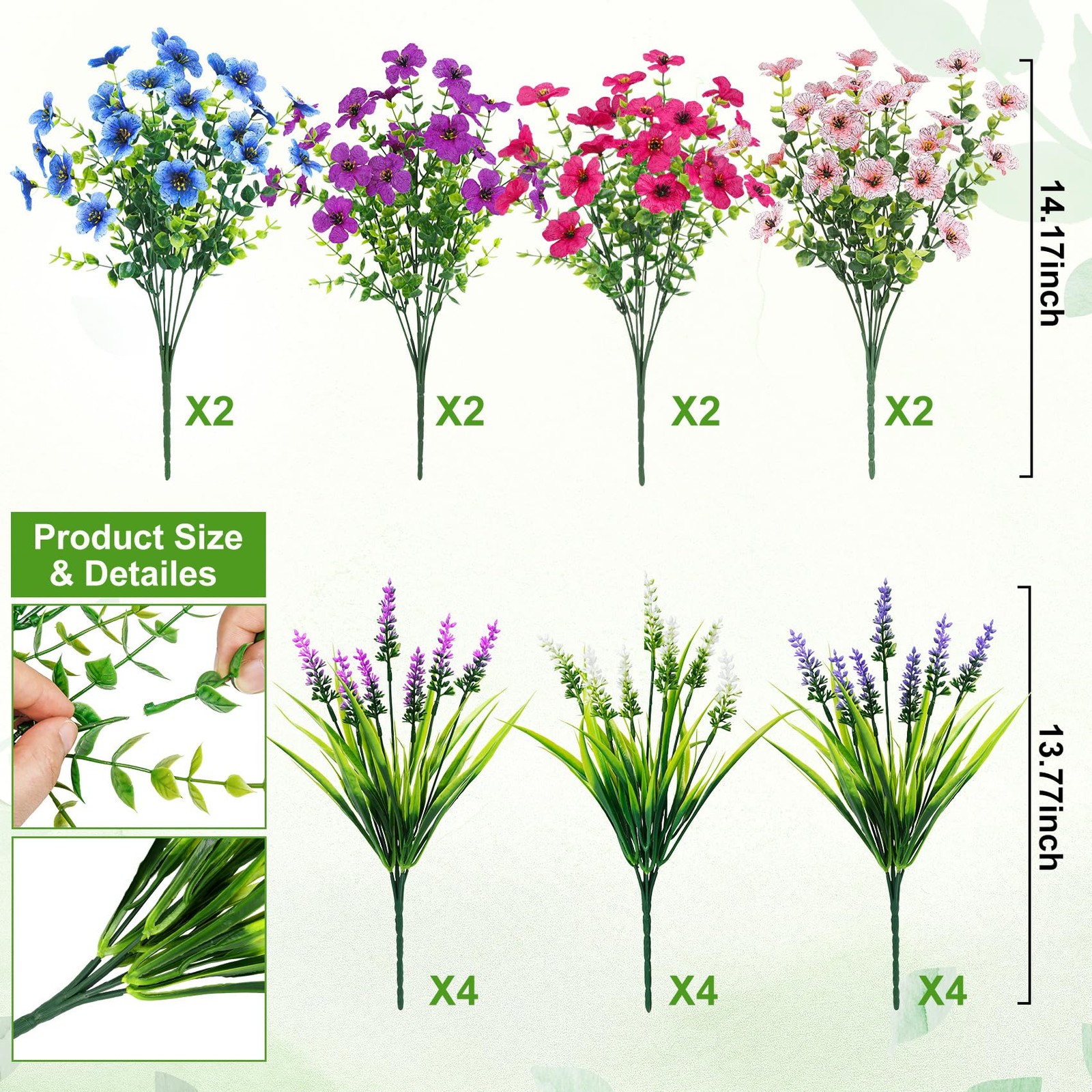 20 Bundles Artificial Flowers for Outdoors Decoration Fake Silk Flowers UV Re…