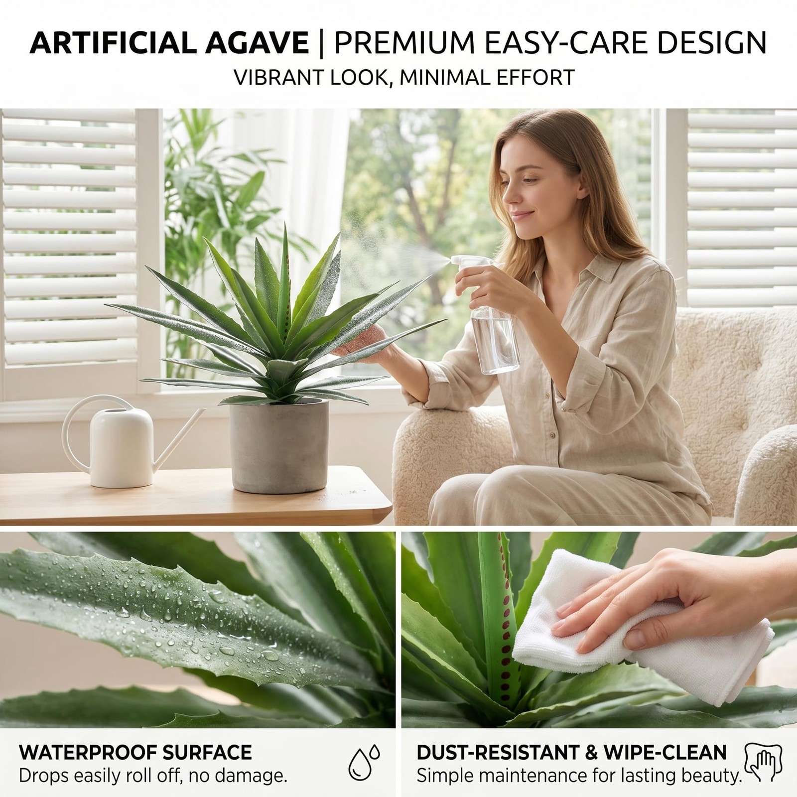 Best Artificial Agave Plant Outdoor, 22Inch Fake Plants UV Resistant for Indoor