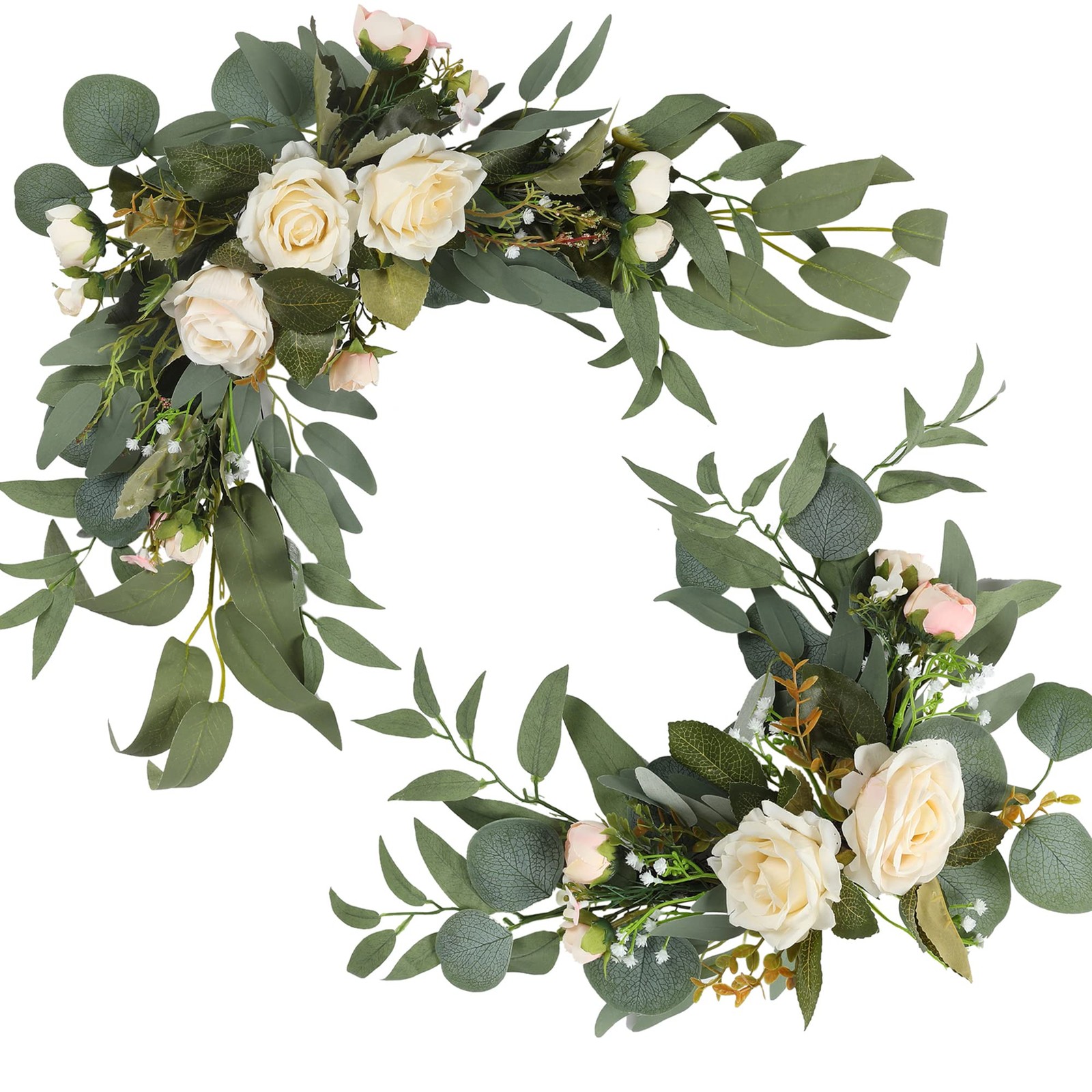 2pcs Small Size Artificial Wedding Arch Flowers for Sign, Floral Swag Dusty D…