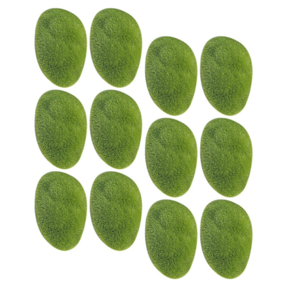12PCS Artificial Mossy Stone Decor Landscaping Fake Stone Moss Rocks Adorn