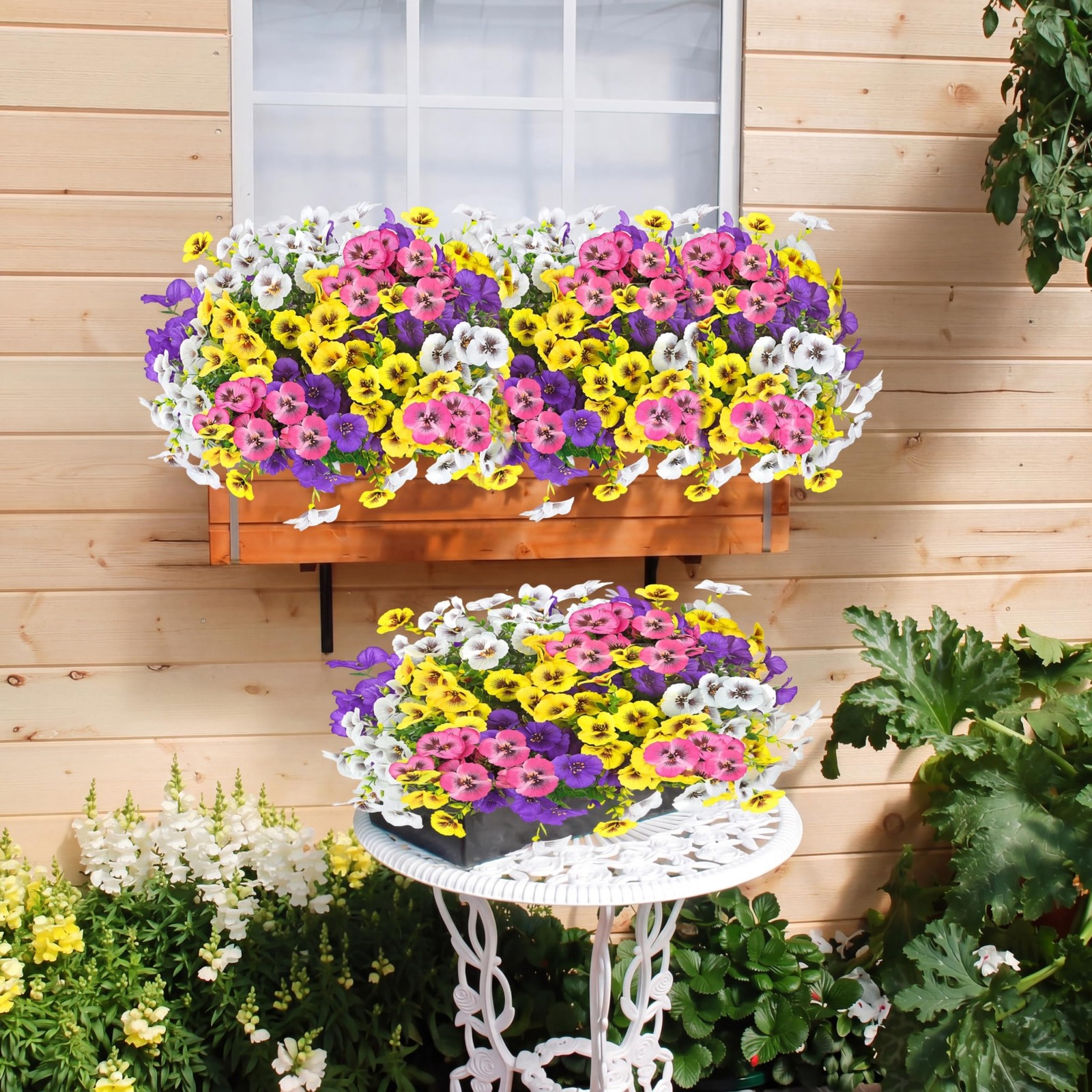 Artificial Pansy Flowers for Outdoors 12 Bundles Realistic Faux Plants UV Res…