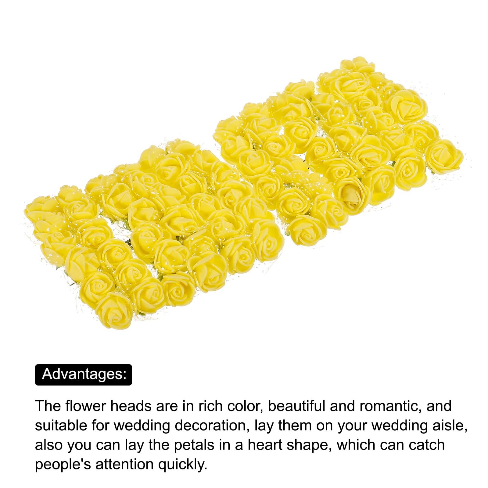 72PCS 0.8-1 Inch Yellow Mini Artificial Rose Flower Heads for DIY Craft Wedding