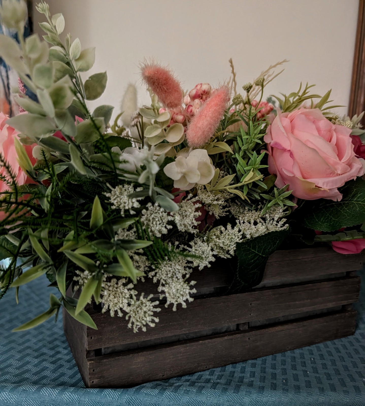 Large Rustic Peony Bouquet in Wood Crate – Country Charm