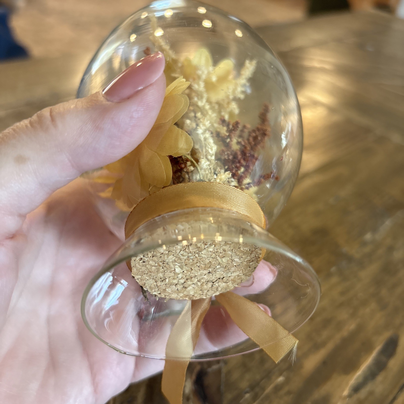 Vintage Dried Flowers Glass Bulb Cork Base