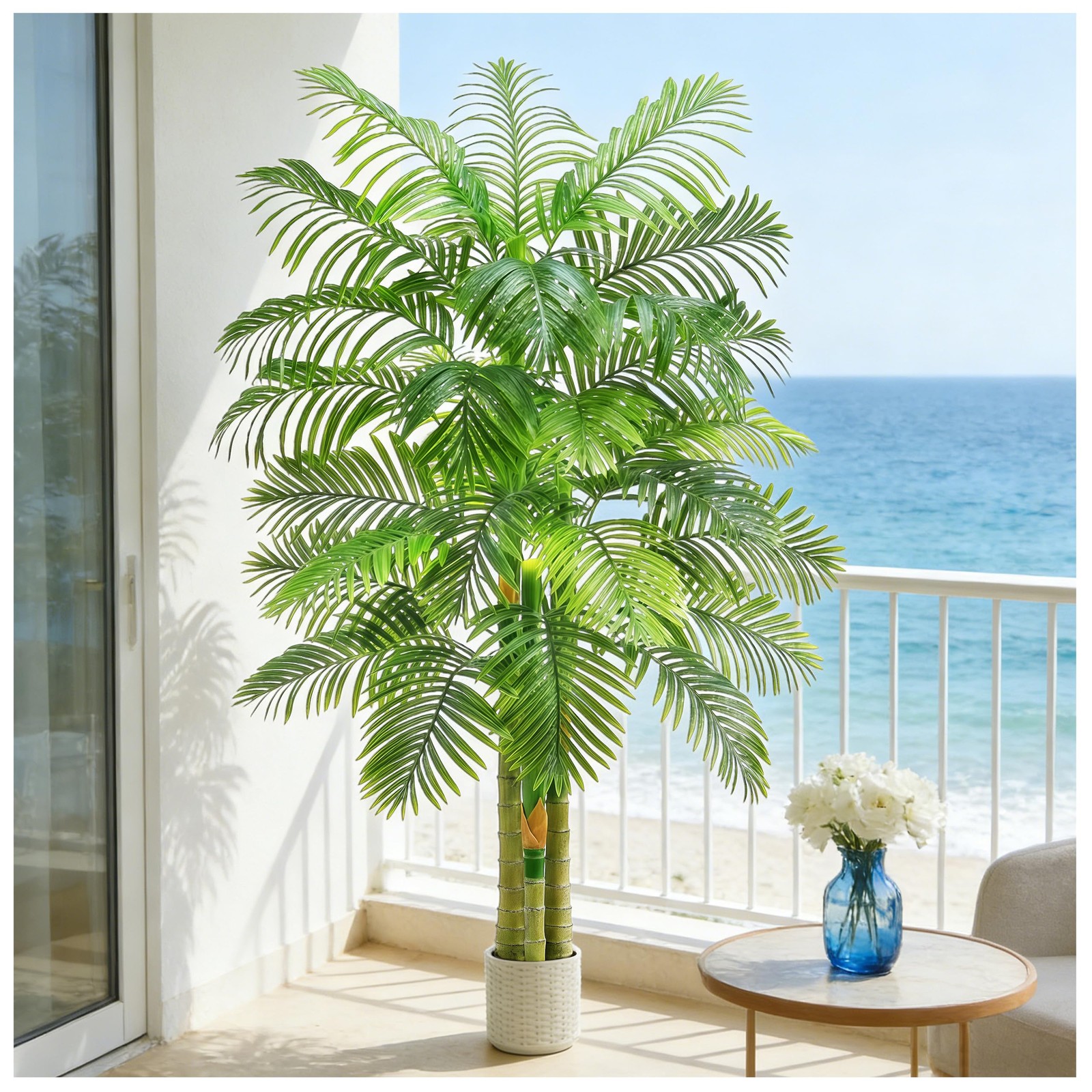 TNGGNT Artificial Golden Cane Palm Tree：6T Fake Large Tropical Areca Palm Trees