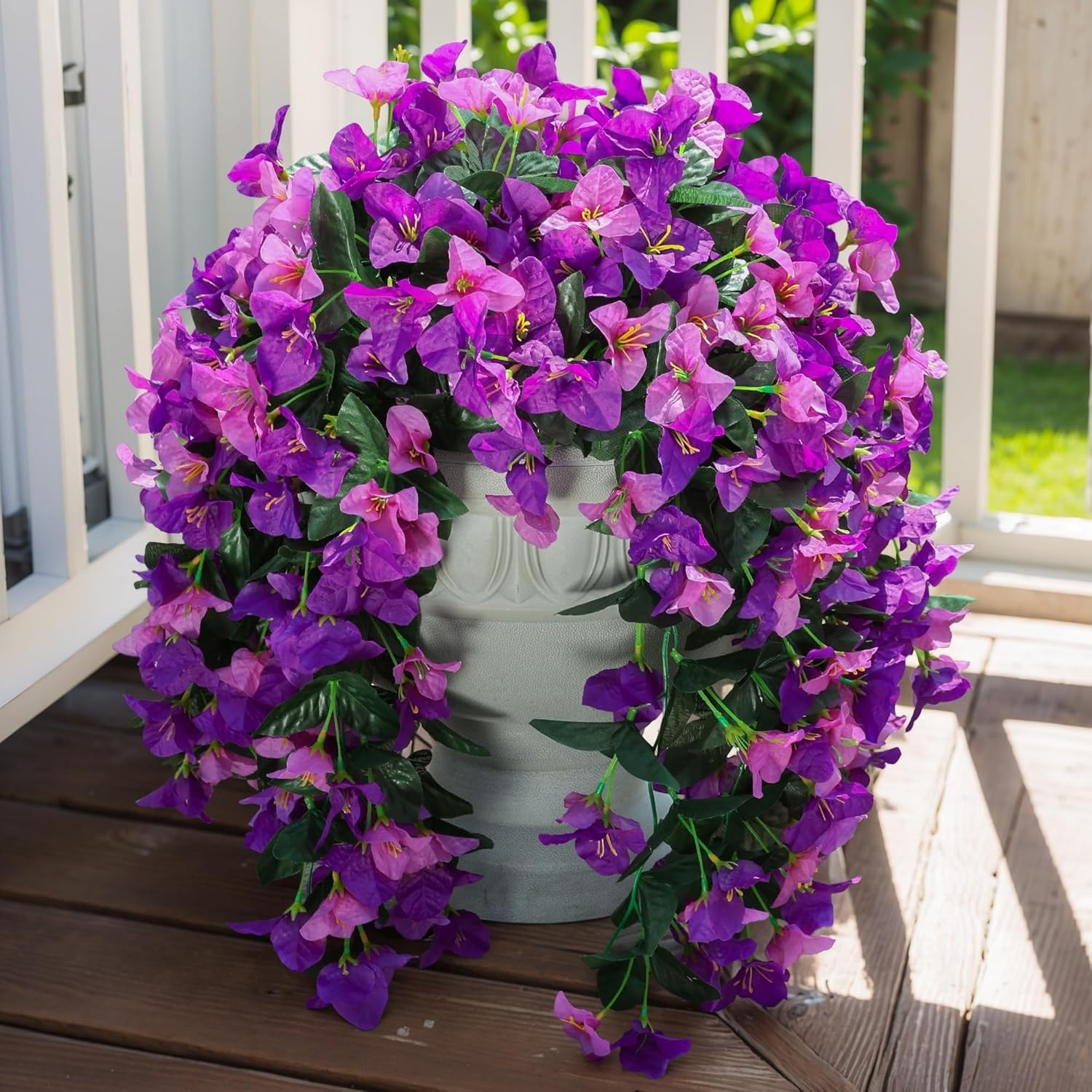 Artificial Bougainvillea Vines 2 Pack UV Resistant Outdoor Flowers for Garden…