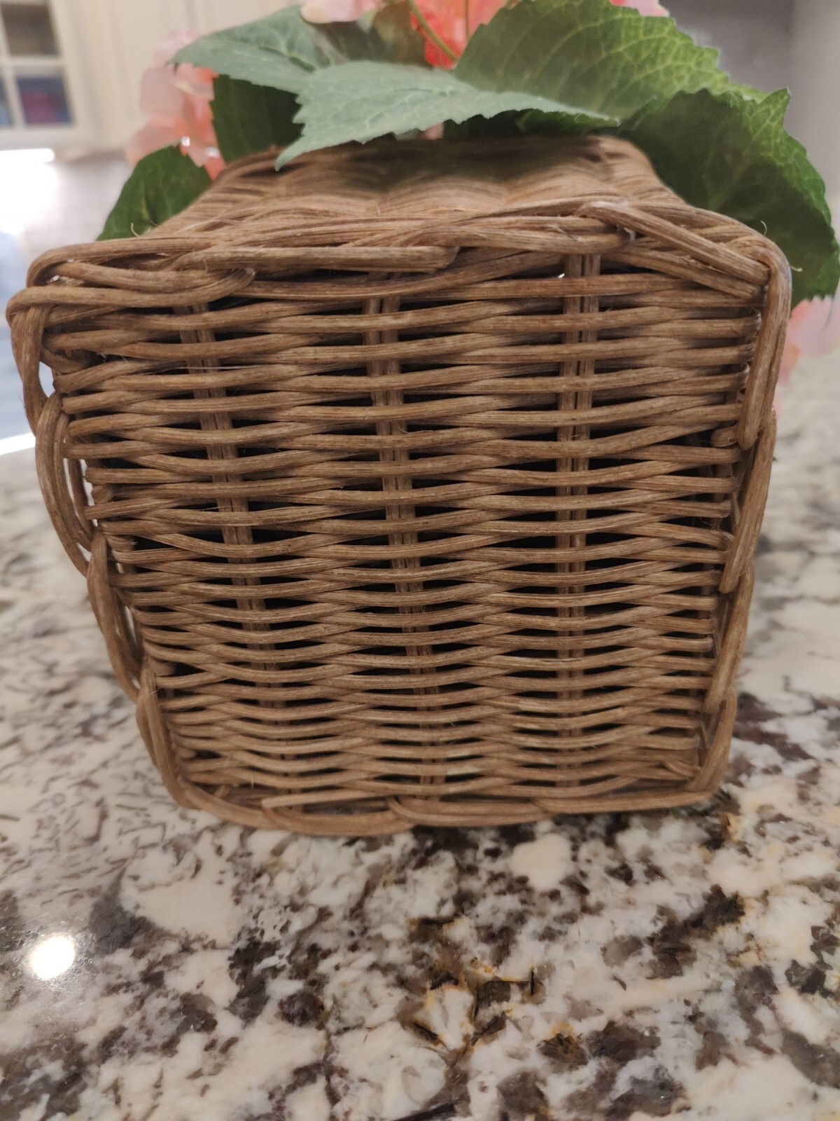 Valerie Parr Hill Faux Hydrangea Arrangement In Basket Peach Pink Floral Spring