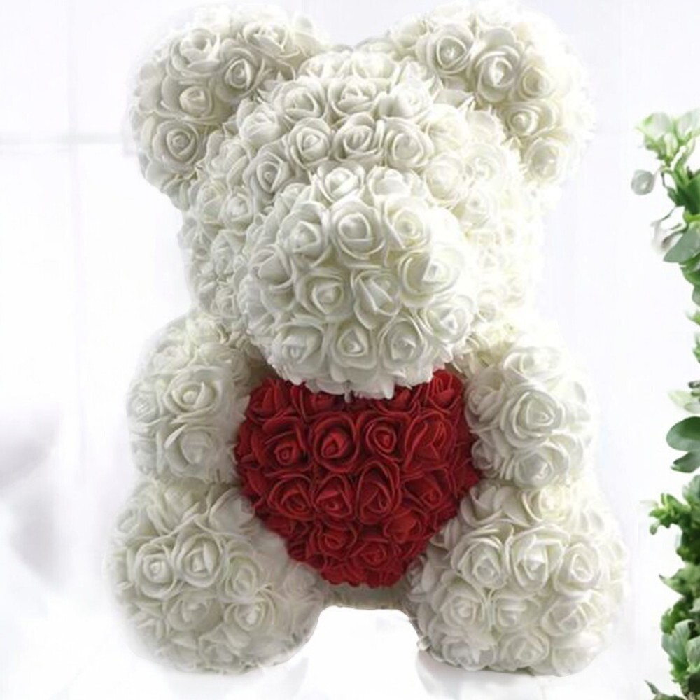 Large 16 Inch Rose Bear With Heart | Flower Teddy Bear Gift Set |