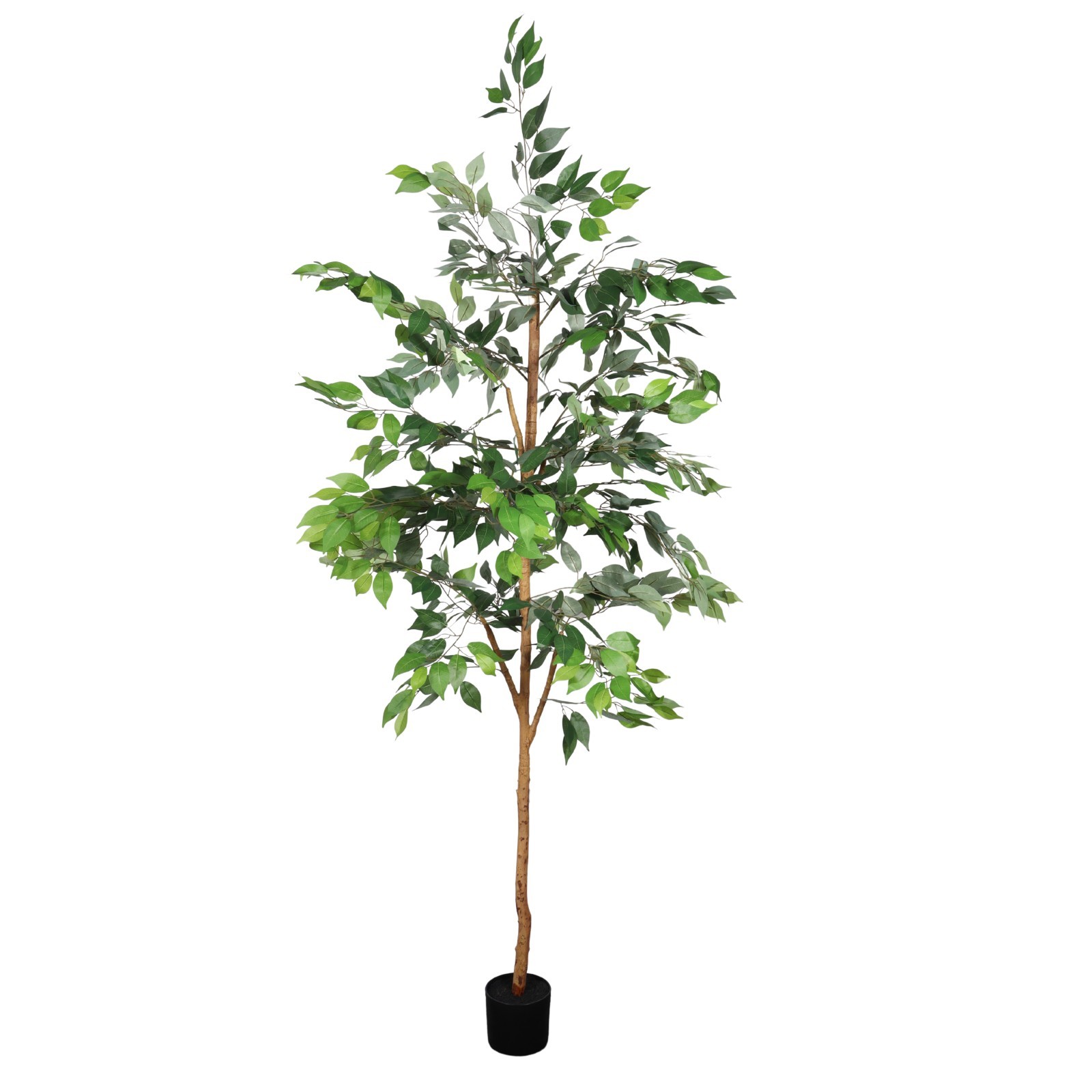 6FT Artificial Ficus Tree Natural Trunk Fake Potted Plant with Black Pot