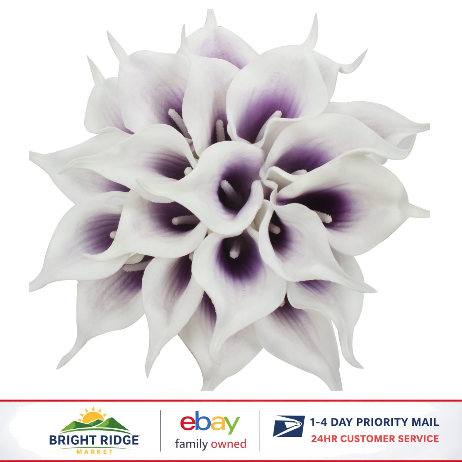 20pcs Calla Lily Artificial Flowers for Wedding and Party Decor in Purple White