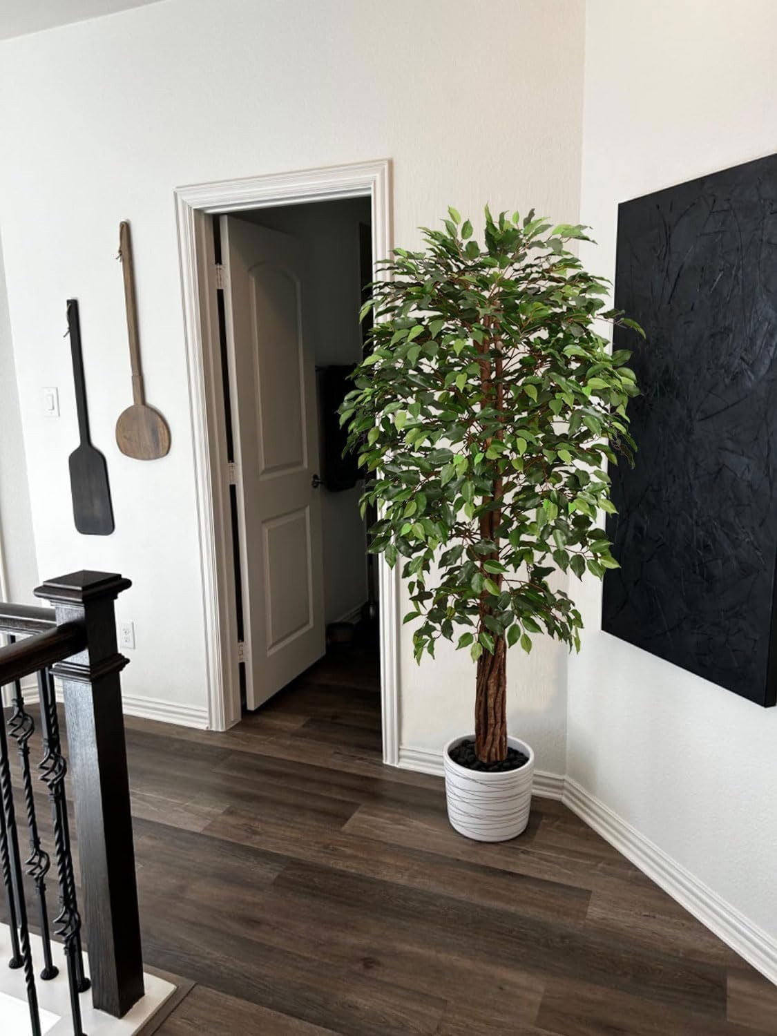 6ft Faux Ficus Silk Tree with Pot for Indoor Outdoor