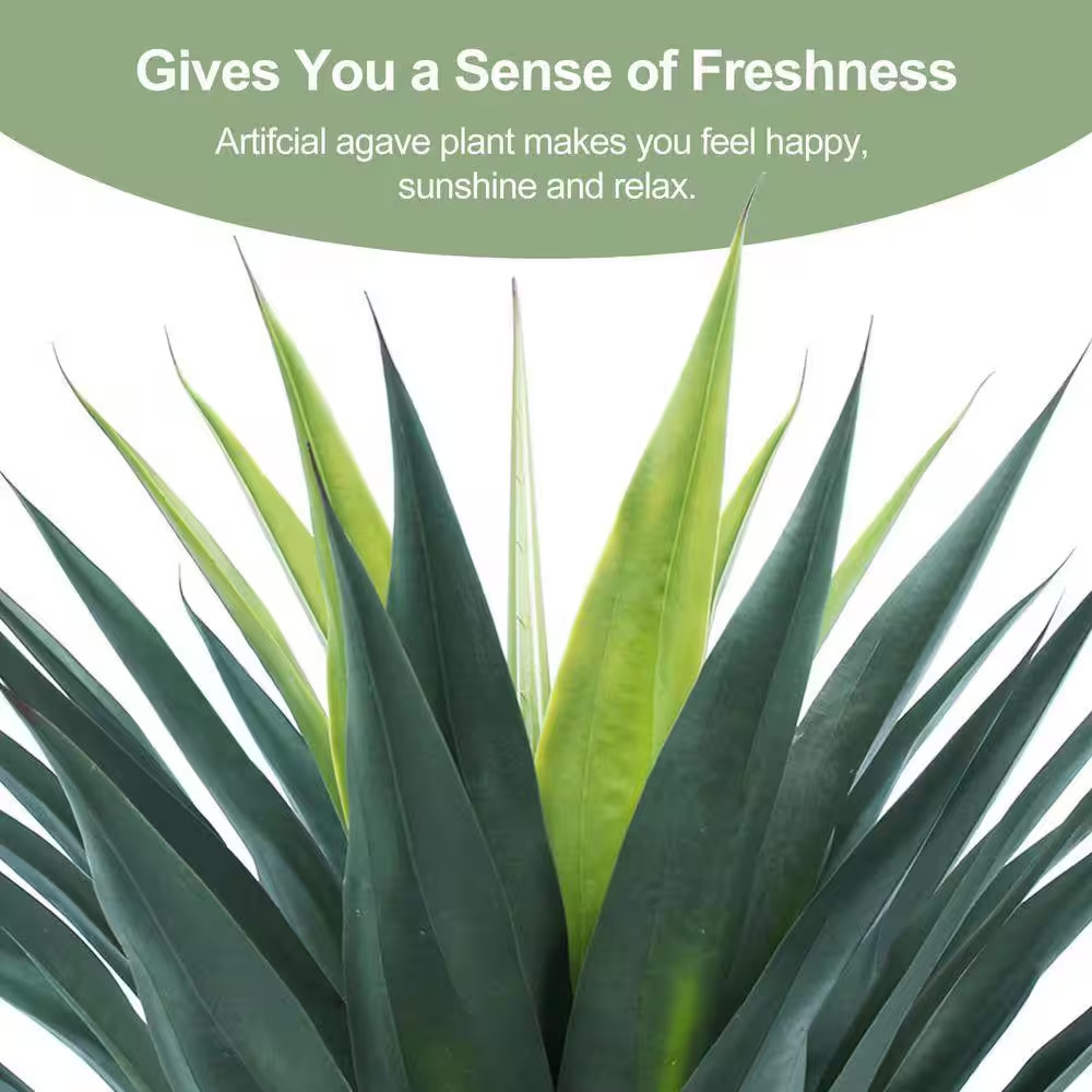 33 In. Green Indoor Outdoor Artificial Agave Shrub Desert Style Faux Plant for P