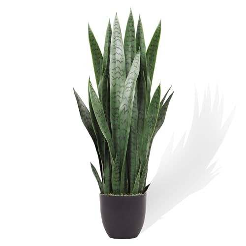 3FT Artificial Snake Plant, Fake Sansevieria Indoor Outdoor, 28 Thick PE 1 PC