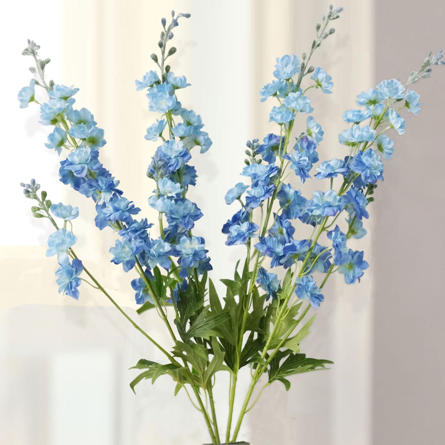 Blue Delphinium Artificial Flowers 34” Silk Flowers for Tall Floor Vase