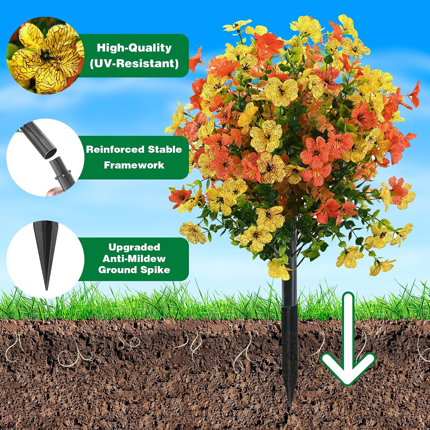 20.5″ Artificial Topiary Ball Flowers Set of 2, Mixed Color UV Resistant Faux Pl