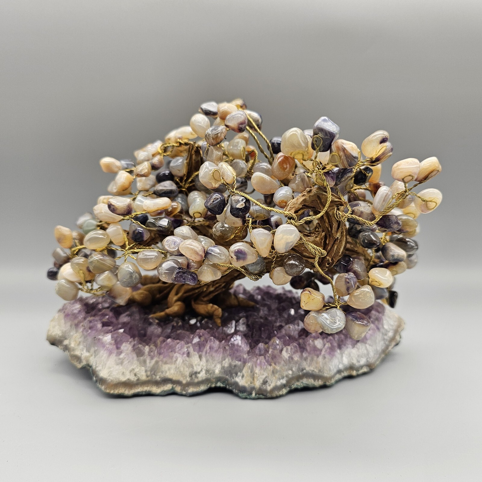 Natural Amethyst Healing Crystal Money Tree on Amethyst Cluster Geode