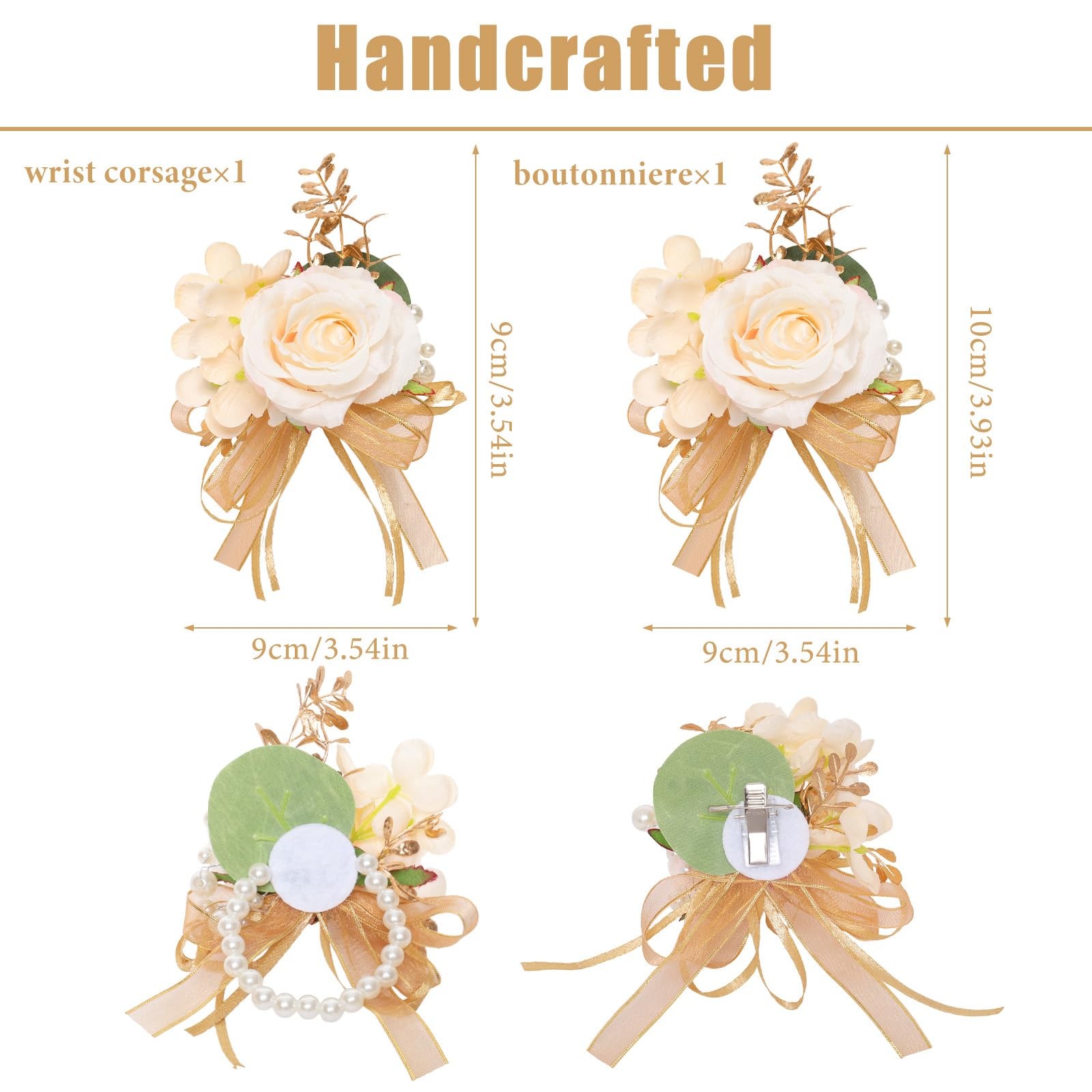 Champagne Corsage and Boutonniere Set Groomsmen and Groom Boutonniere for Wed…