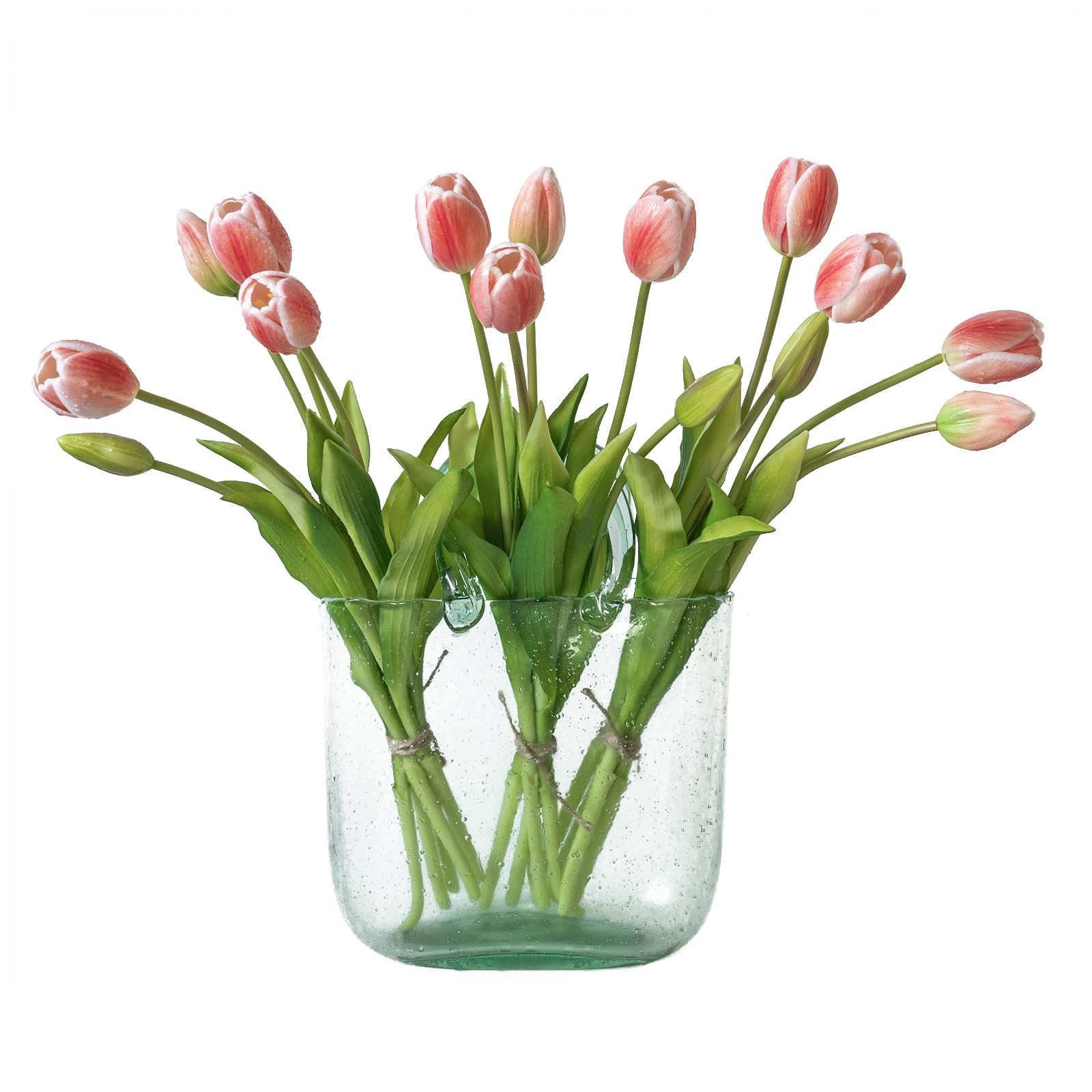 15pcs Artificial Tulips Flowers, Latex Bouquet, Fake Tulips for Office Weddin…