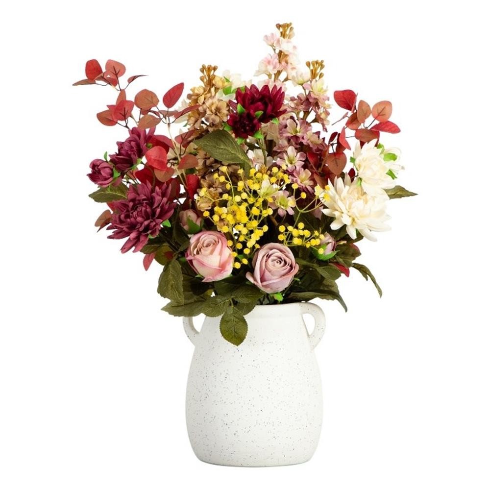 Nearly Natural 25″ Mixed Flower Arrangement in Ceramic Vase in Multi-Color