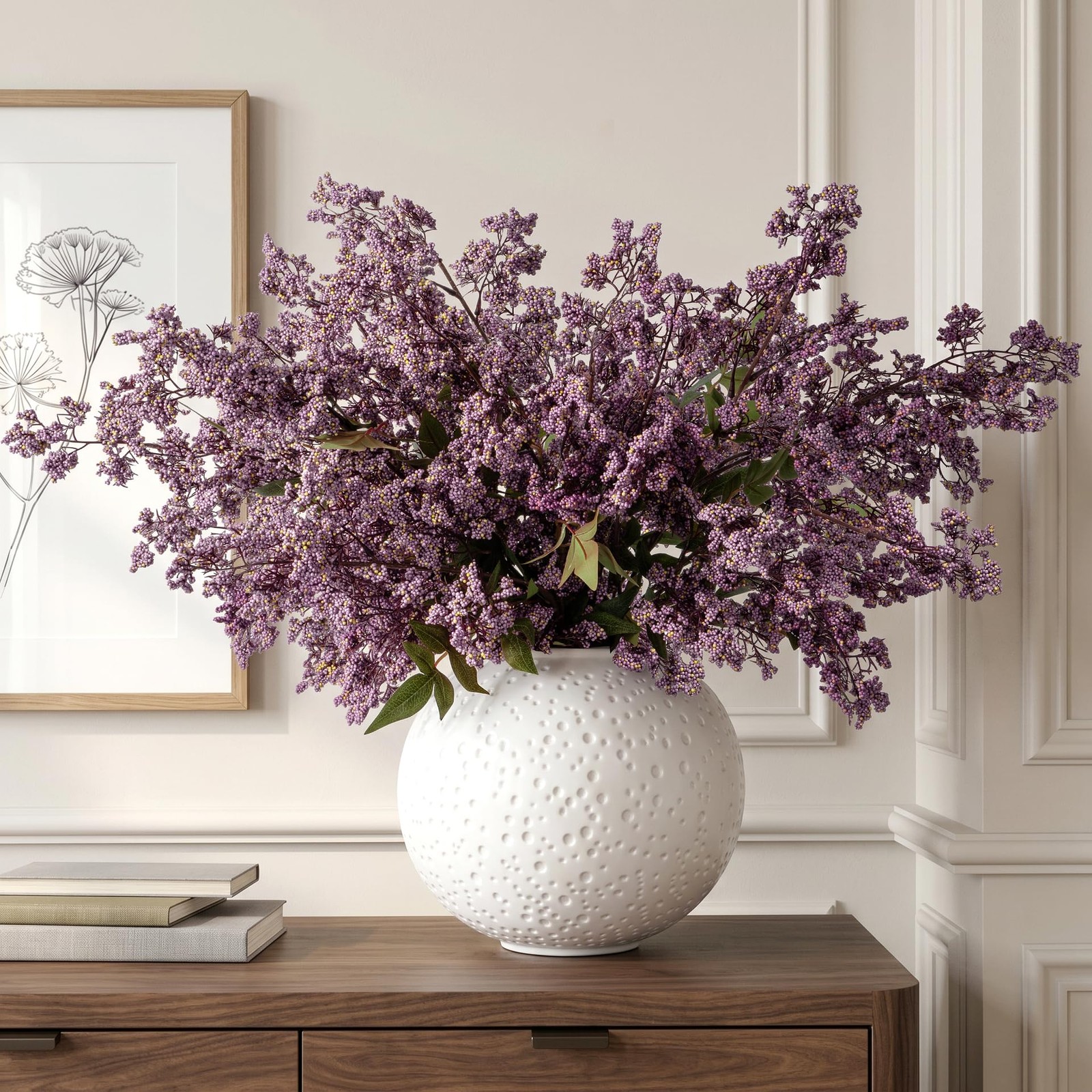 3Pcs Purple Artificial fall stems for Vase, 43 Inch faux stems realistic, , R…