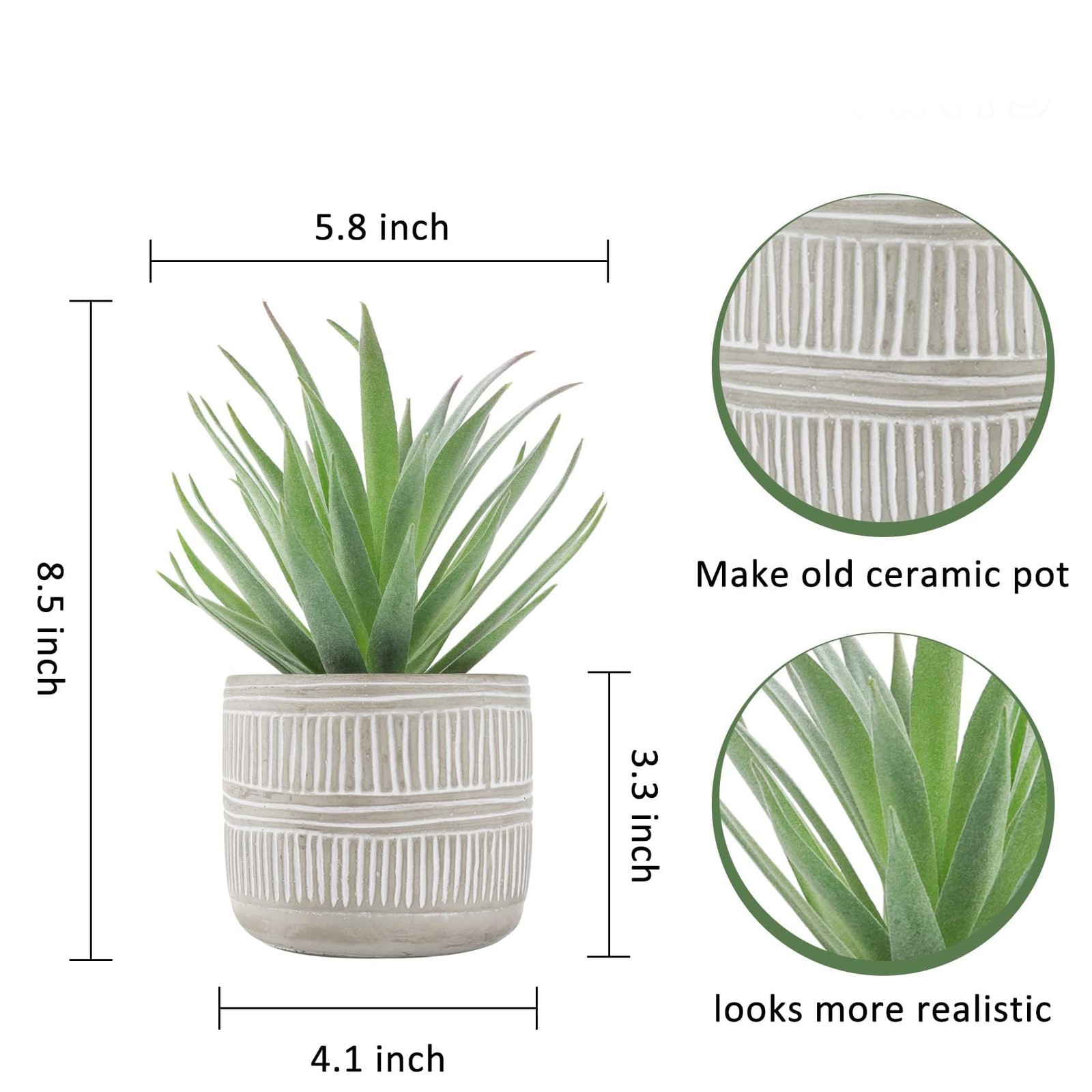 Fake Potted Succulents, Boho Style Home Decor, Green
