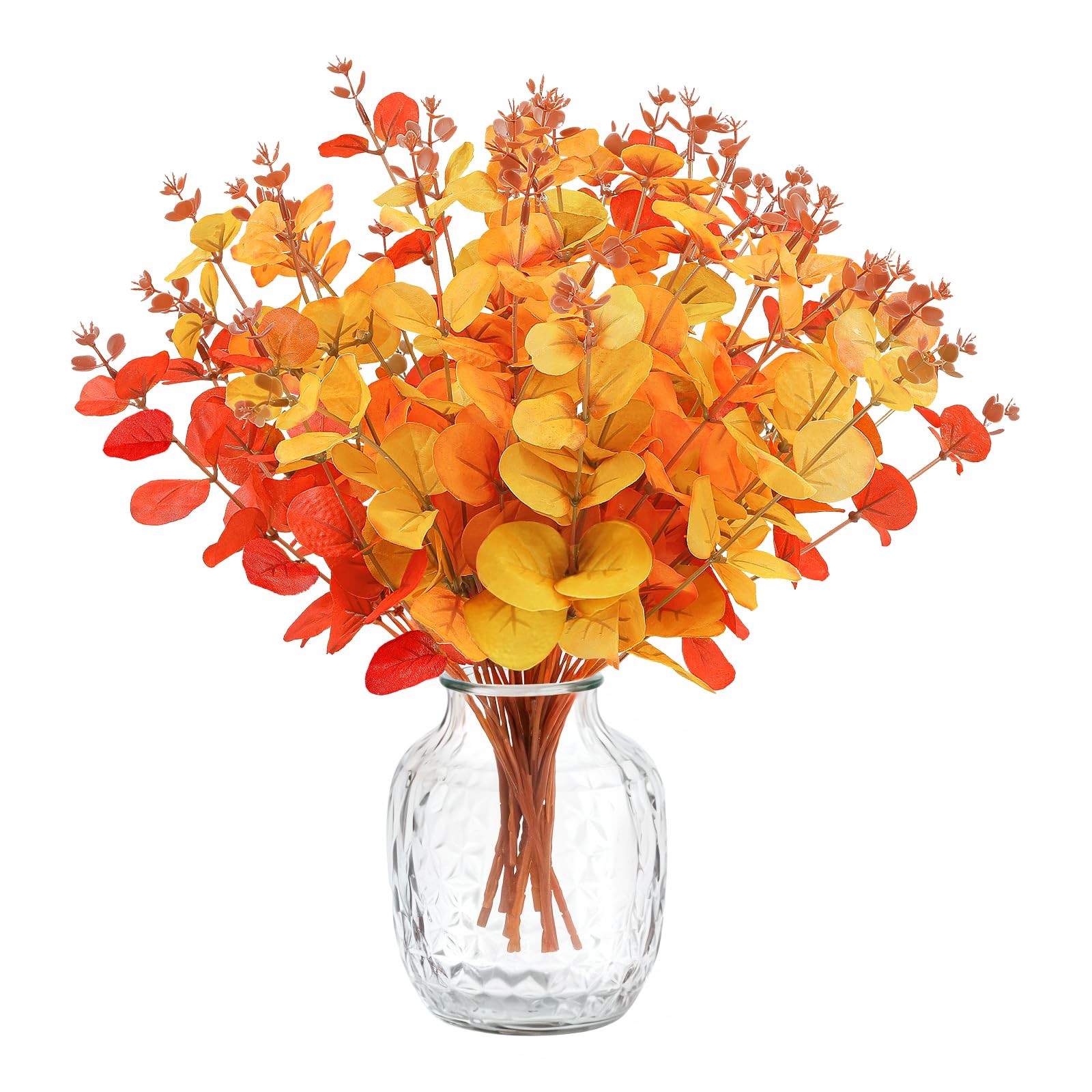 Artificial Eucalyptus Stems, 12.7 Inch Realistic Fall Foliage Faux Stems Bran…