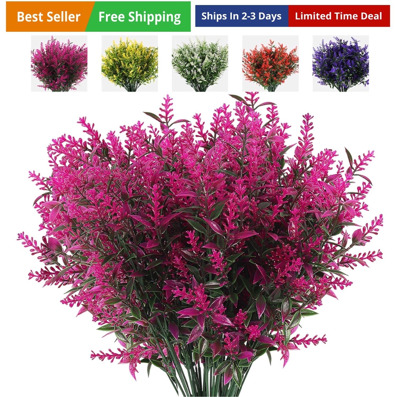 8 Bundles Artificial Flowers Fake Outdoor Plants Faux Lavender Flower Plastic…