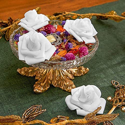 Rose Flower Heads, Artificial Flowers (2 in, Snow 200-Pack) White