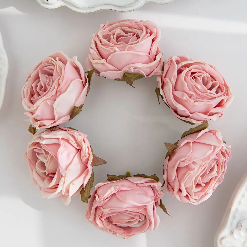 Artificial Burned Edge Rose Floral Bouquet For Wedding Home Garden Party Wreath