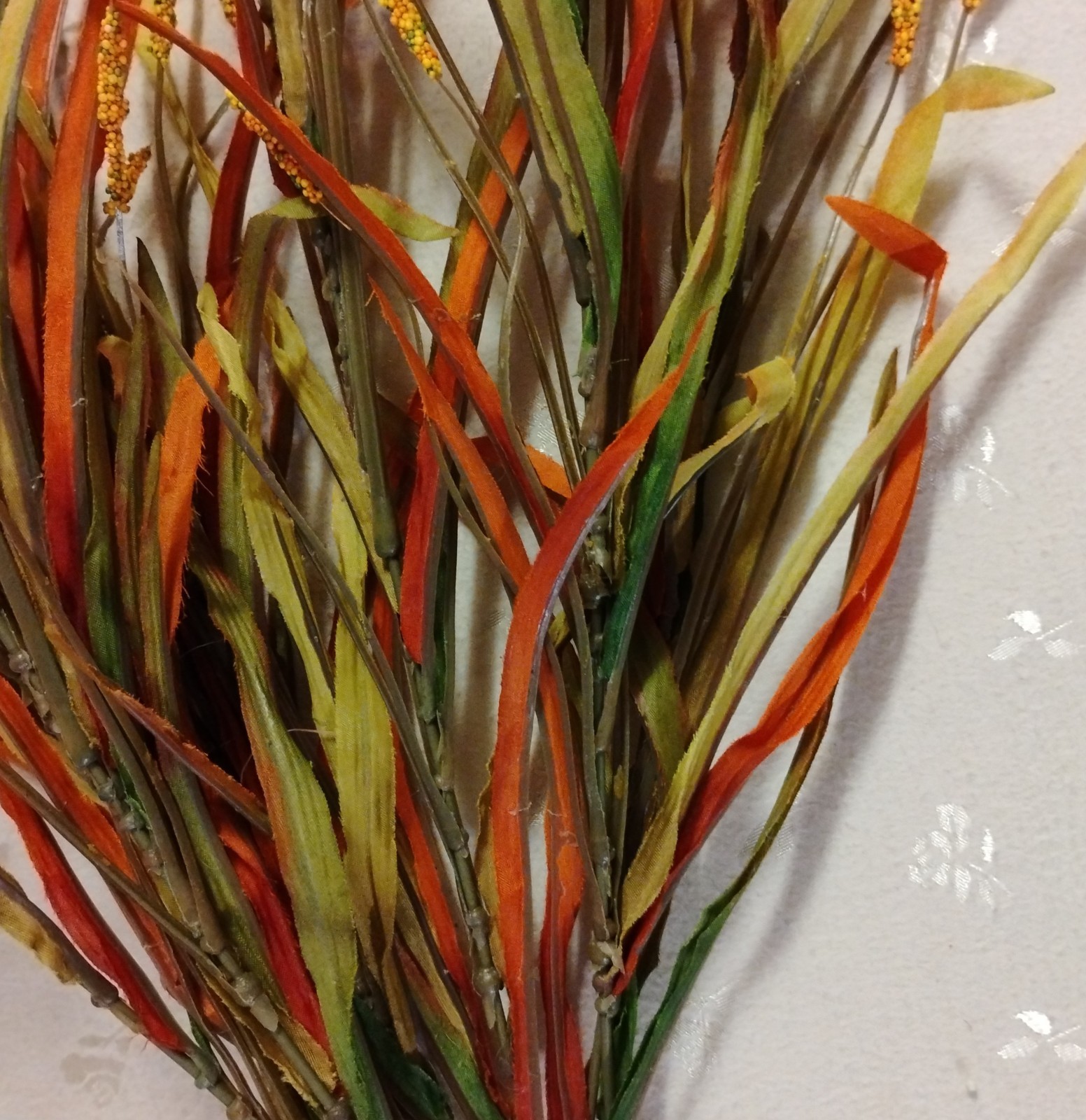 NWT Artificial Autumn Fall Bush of Flame Grass-Orange, Yellow & Green-31.50″T