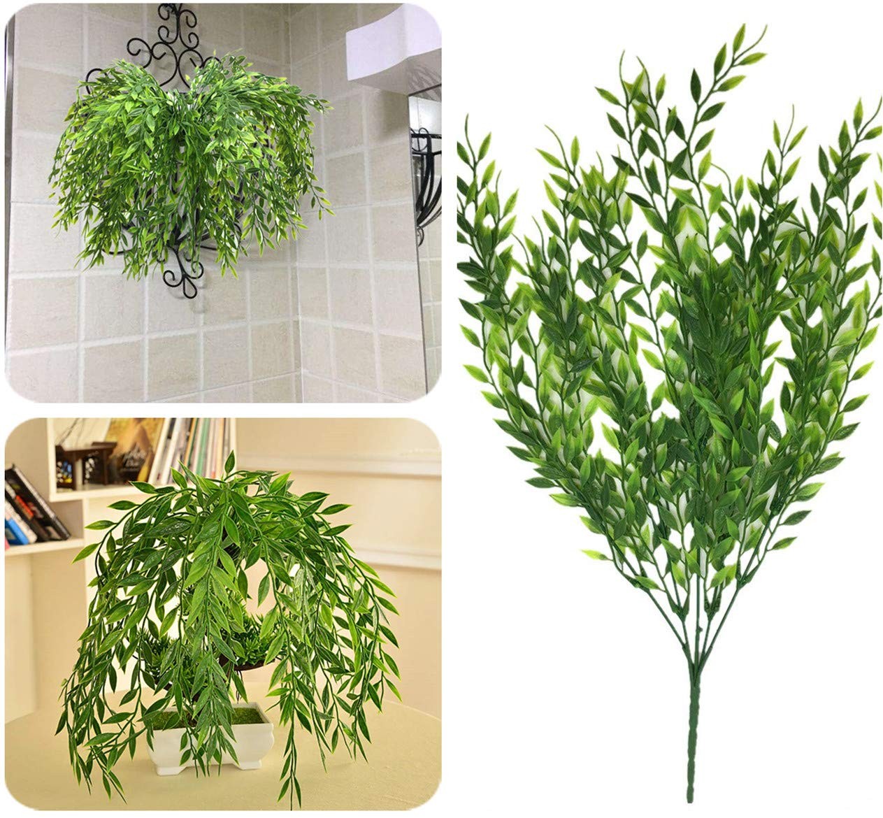 Artificial Weeping Willow, Plastic Plants Greenery Leaves Fake Hanging Vine F…