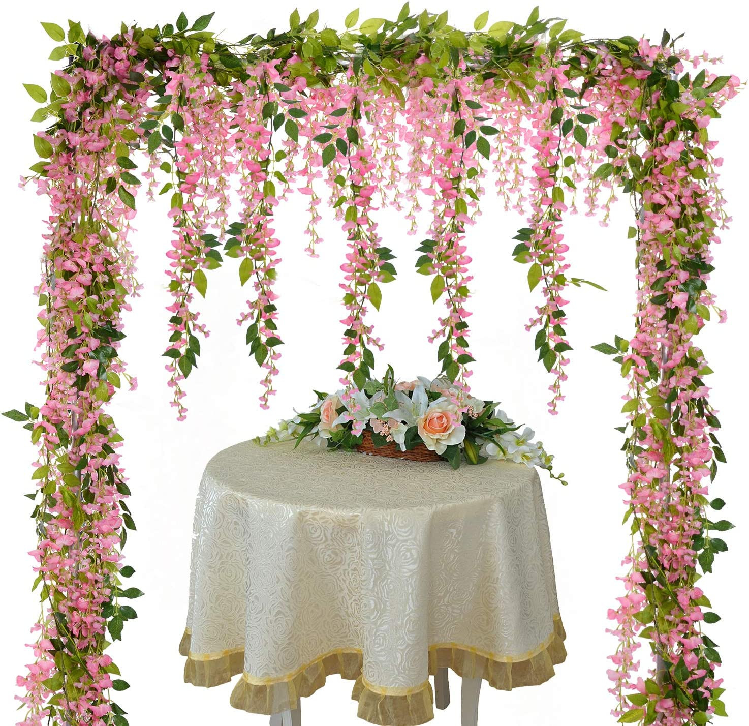 4 Pc Wisteria Artificial Flowers Garland 28.8Ft Silk Vine for Wedding Home D�Cor