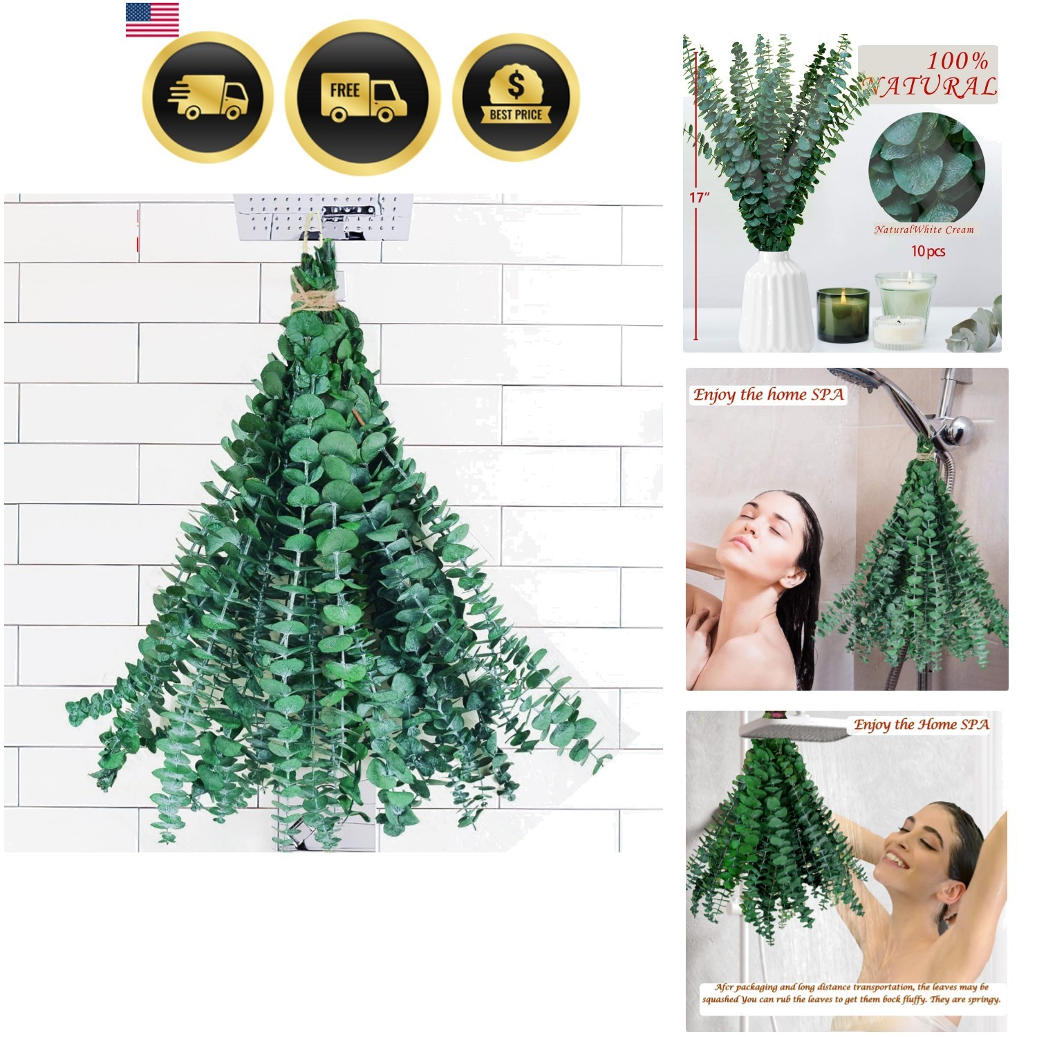 10Pcs Dried Eucalyptus Stems, 17″ Real Natural Hanging Eucalyptus for Shower,…
