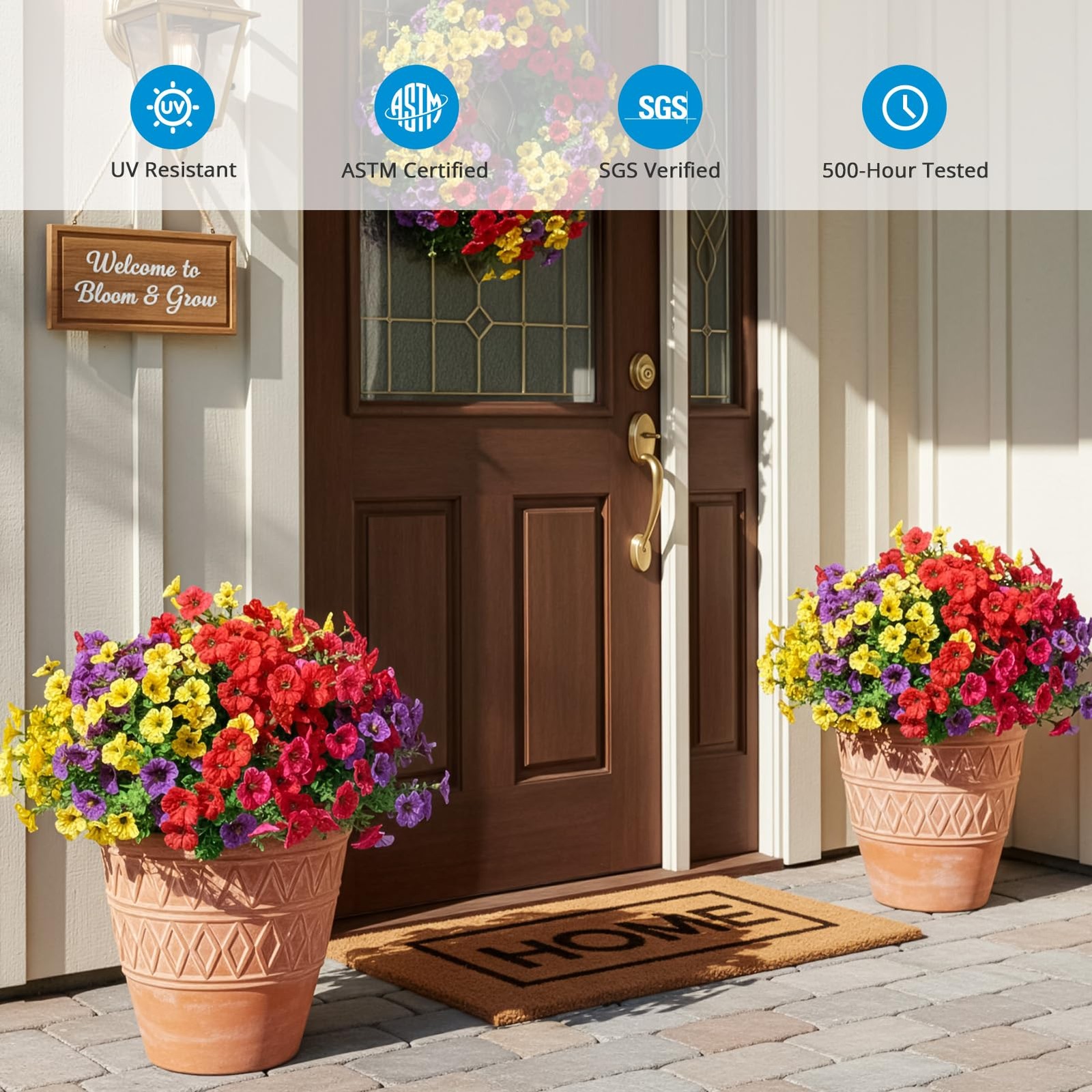 Auihiay 14 Bundles Outdoor Flowers UV Resistant, Real UV Resistant, Artificia…