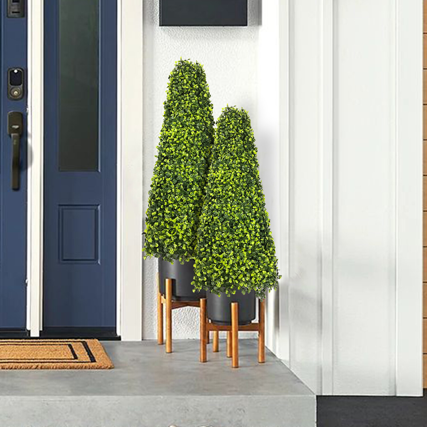 25.6” Artificial Boxwood Tower Faux Topiary Tree Home Garden In/Outdoor Decor