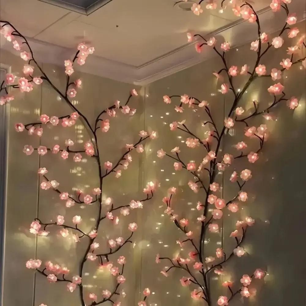 Cherry Blossom Vine LED String Lights Twig Garland Wall Door Home Christmas Deco