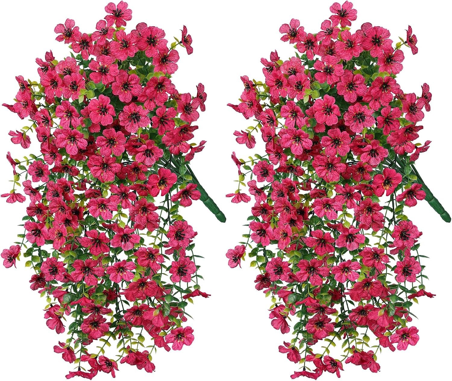 Artificial Flowers Fake Hanging Decoration 2Pcs Hotpink Spring Decor