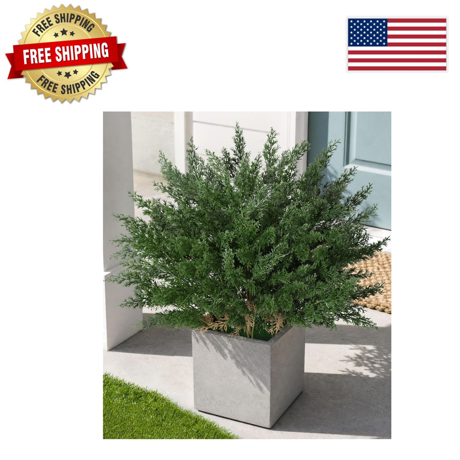 4 Bundles of UV Resistant Cedar Stems – Realistic Faux Plants for Indoor & Ou…