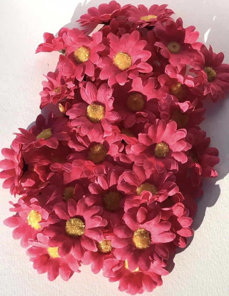 Artificial Silk Daisy Flower Head 1.25″ Fake Sunflower DIY Craft Flower 100 pcs